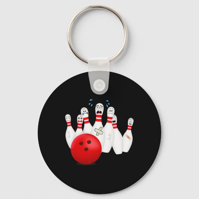 Scary Bowling Stift. Funny Bowling Gift Nyckelring (Framsida)