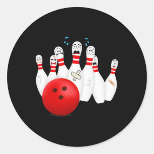 Scary Bowling Stift. Funny Bowling Gift Runt Klistermärke