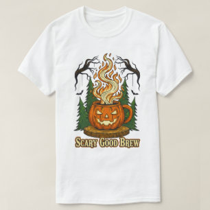 Scary Bra Brew Pumpkin Coffee Halloween Art T Shirt