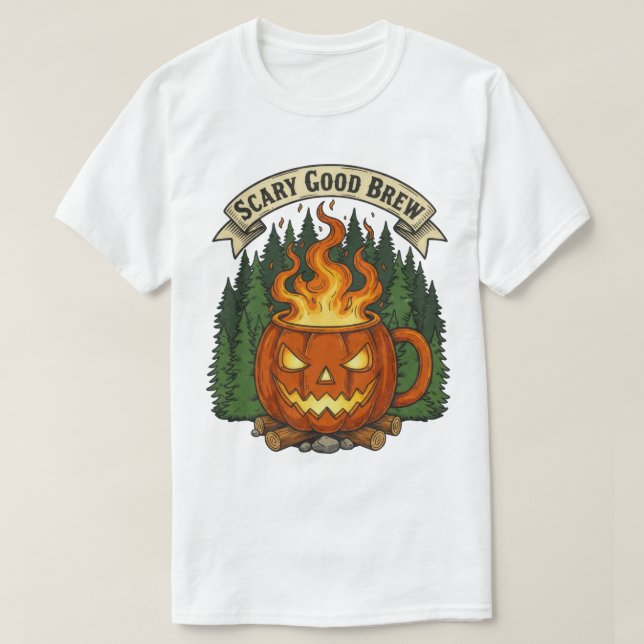 Scary Bra Brew Pumpkin Mugg Halloween Design Desig T Shirt (Design framsida)