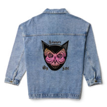 Scary Butterfly Cat Skull Denim Jacka