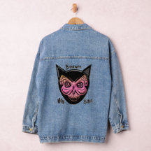 Scary Butterfly Cat Skull Denim Jacka