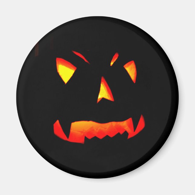 Scary Carved Halloween Pumpkin Ansikte Magnet (Framsidan)