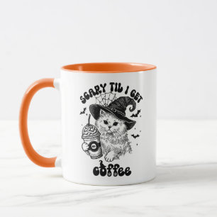 Scary Cat Coffee Älskare Funny Halloween Mugg