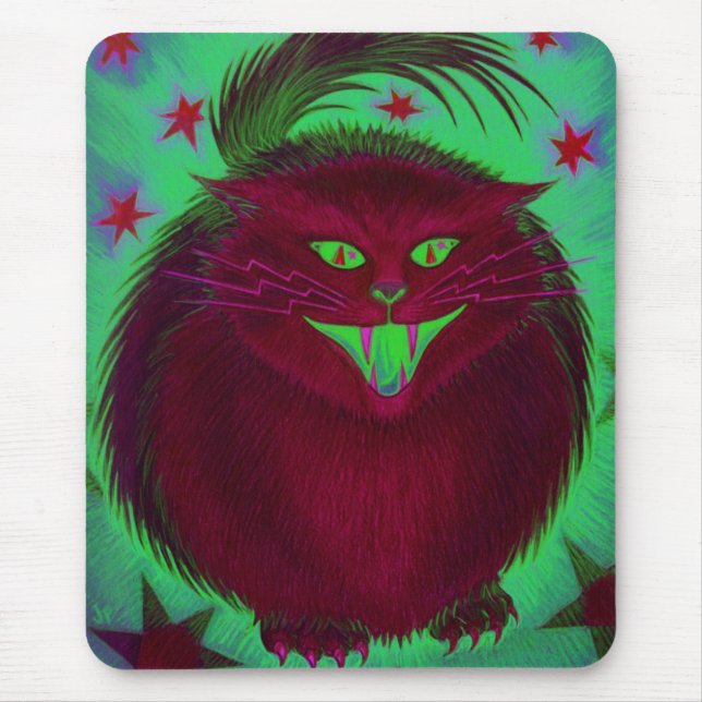Scary Cat Red mousepad lodrät Musmatta (Framsidan)