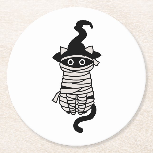 Scary cat wrapped underlägg papper rund (Framsidan)