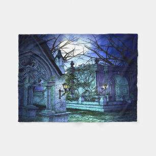 Scary Cemetery med Graveyard och Grav Fleecefilt