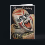Scary Clothday Card Helgkort<br><div class="desc">Anpassningsbar återställd,  högkvalitativ vintage clown-bild.</div>