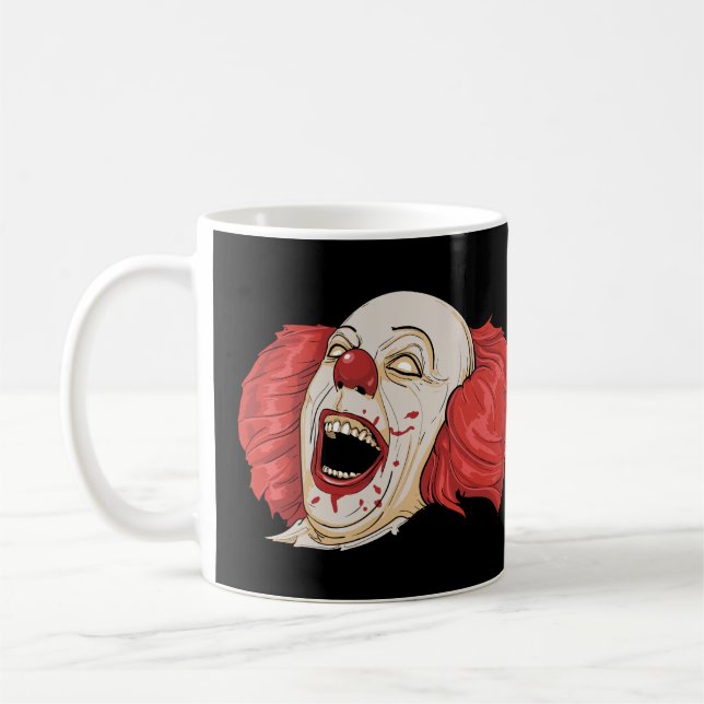 SCARY Clown Ansikte Coffee Mugg (Vänster)