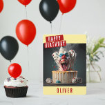 Scary clown Birthday Card<br><div class="desc">Ett läskigt födelsedagskort med en läskigt täckt födelsedagskalas på framsidan med "Grattis på födelsedagen",  fet stil med versaler. Anpassa fronten genom att lägga till ditt/dina namn. Insidan av kortet har plats för det skrivna eller handskrivna meddelandet.</div>