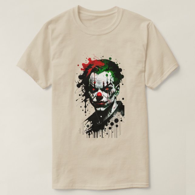 Scary Clown Bläck Halloween T-Shirt (Design framsida)