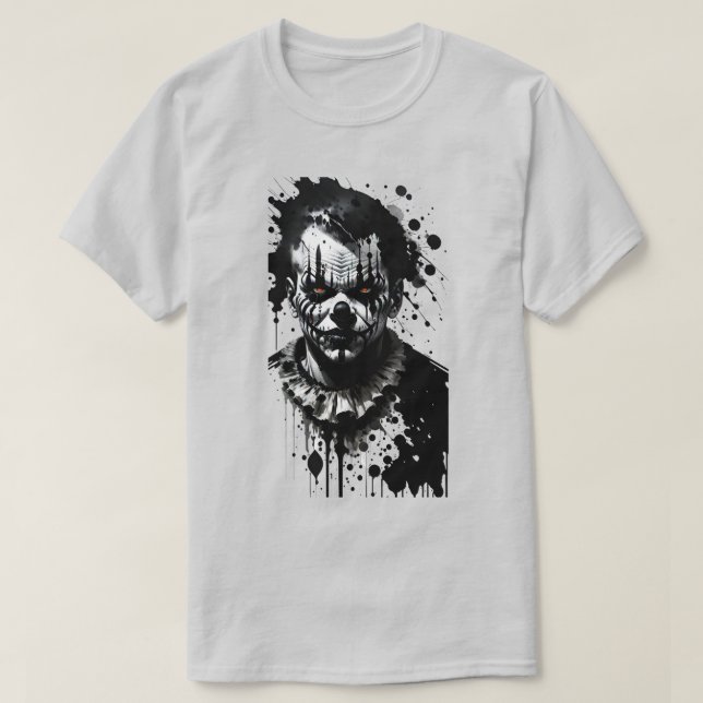 Scary Clown Bläck Halloween T-Shirt (Design framsida)