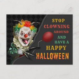 Scary Clown Creepy Circus Halloween Funny Joke Vykort