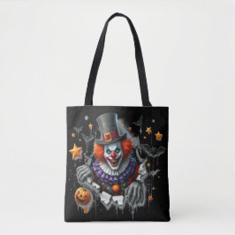 Scary Clown Halloween Bag Tote Tygkasse