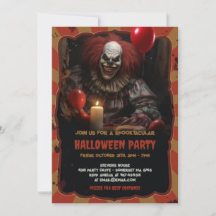 Scary Clown Halloween fest Carnival Circus Horror Inbjudningar