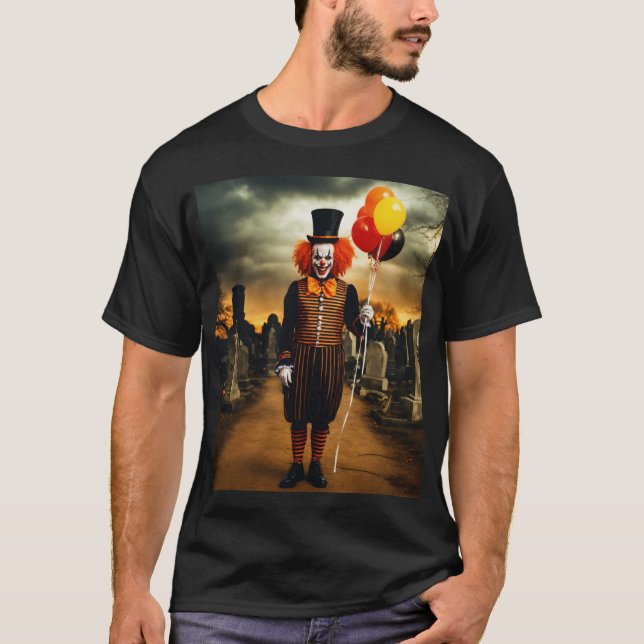 Scary Clown Porträtt Gothic T Shirt (Framsida)