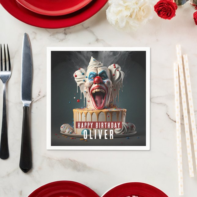 Scary Clown Thned Anpassade Birthday Napkins Pappersservett (Skapare uppladdad)