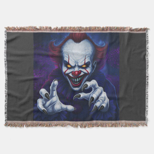Scary Clown Throw Blanket Filt (Framsidan)