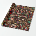 Scary Clown Zombie på karnival Birthday Presentpapper<br><div class="desc">Ai-konst som skildrar skrämmande läskiga grå clowner vid en övergiven nedbruten karnival-födelsedagspressning för din clown älskande vän.</div>
