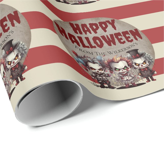 Scary Clowns Creepy Halloween Carnival Presentpapper (Rullad Hörn)