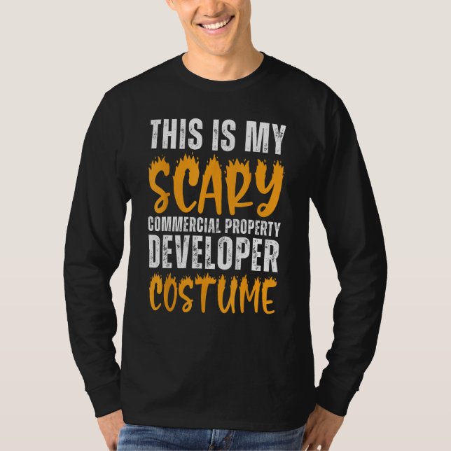 Scary Commercial Egendom Developer Costume Funny T Shirt (Framsida)