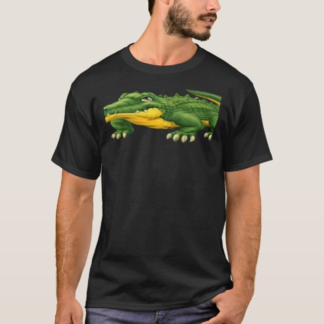 Scary Coola Grönt Alligator Crocodile Vild Animal  T Shirt (Framsida)