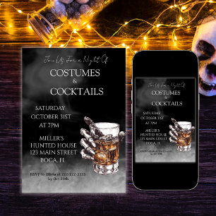 Scary Costume och cocktails Halloween fest Inbjudningar