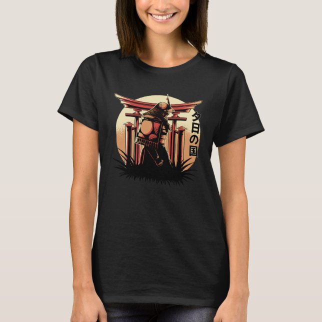 Scary creepy asian japanese fighter samurai t shirt (Framsida)