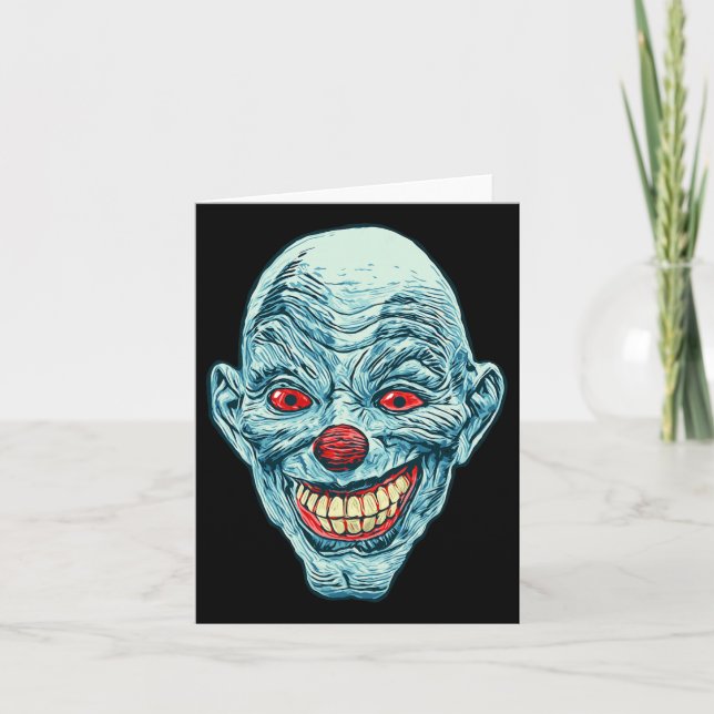 Scary Creepy Clown Ansikte Halloween Horror Graphi Kort (Framsida)