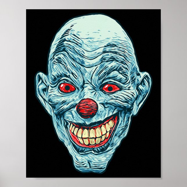 Scary Creepy Clown Ansikte Halloween Horror Graphi Poster (Framsidan)