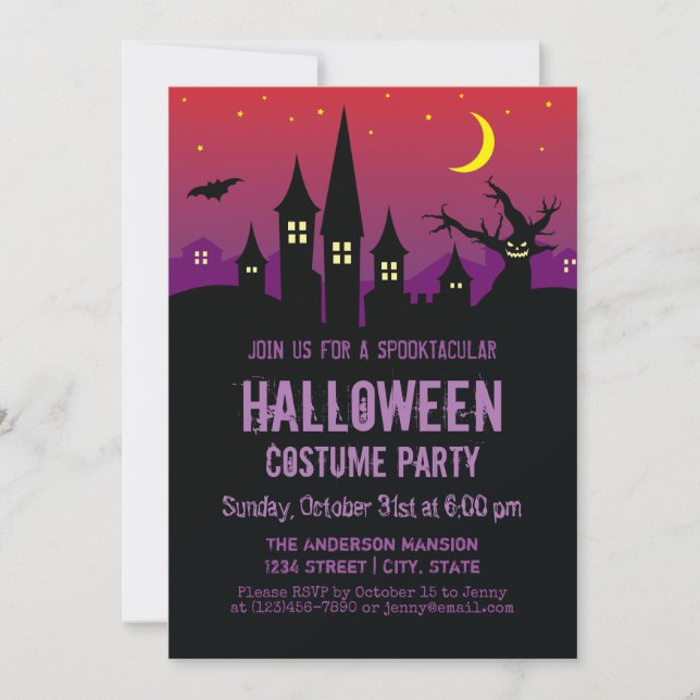 Scary Creepy Haunted Mansion Halloween fest Inbjudningar (Framsida)