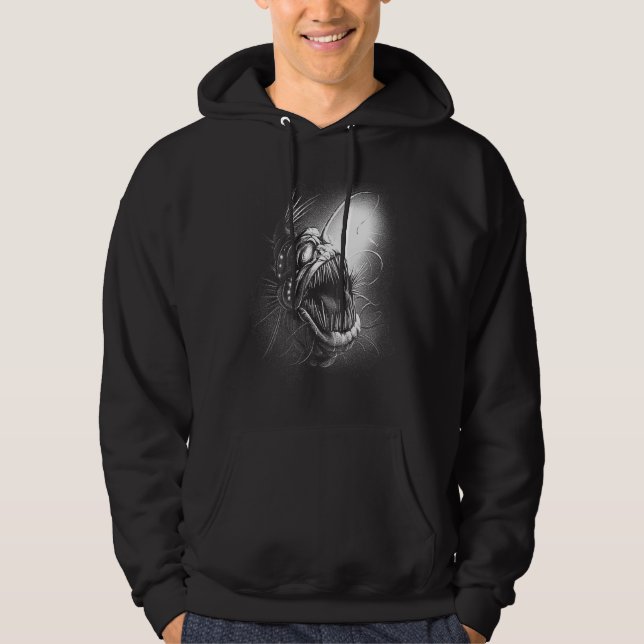 Scary creepy spooky underwater fish sea deep hoodie (Framsida)