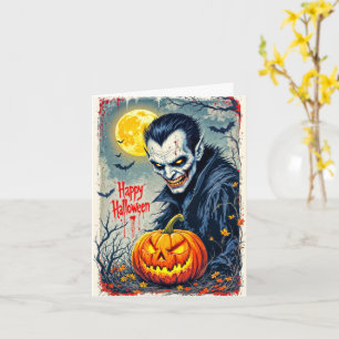 Scary Creepy Vintage Vampire Happy halloween Kort