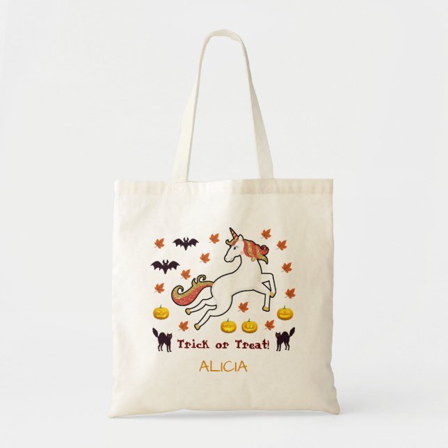 Scary Cute Halloween Unicorn Pumpkins Fladdermus T Tygkasse (Framsidan)