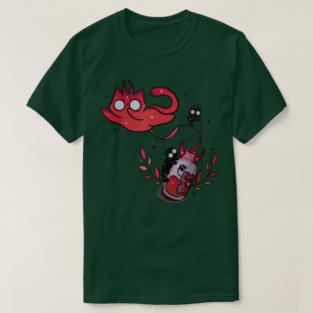 Scary Cute Kawaii Cat Mörk Art Gothic Alternative T Shirt (Design framsida)