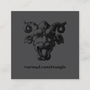 Scary Demonic Ansikte med horn Fyrkantigt Visitkort
