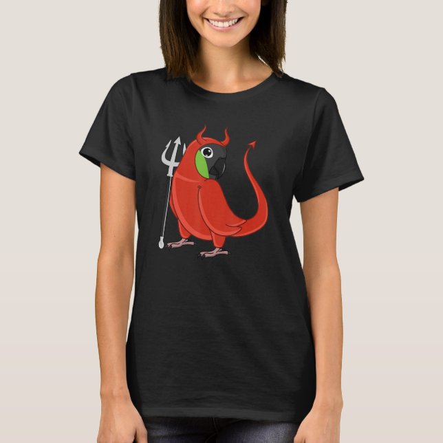 Scary Devil Costume Parrot I Nanday Conure T Shirt (Framsida)
