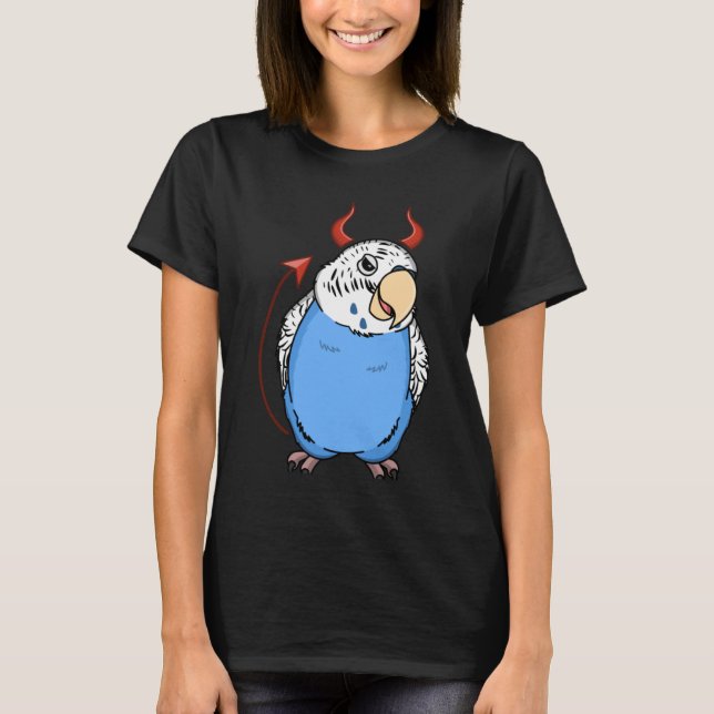 Scary Djävulen Costume Parrot I Blue Budgie Budger T Shirt (Framsida)