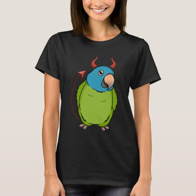 Scary Djävulen Costume Parrot I Blue krönt Conure T Shirt (Framsida)