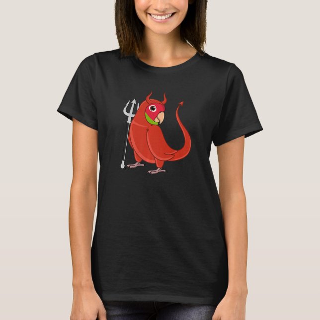 Scary Djävulen Costume Parrot I Cherry head Conure T Shirt (Framsida)