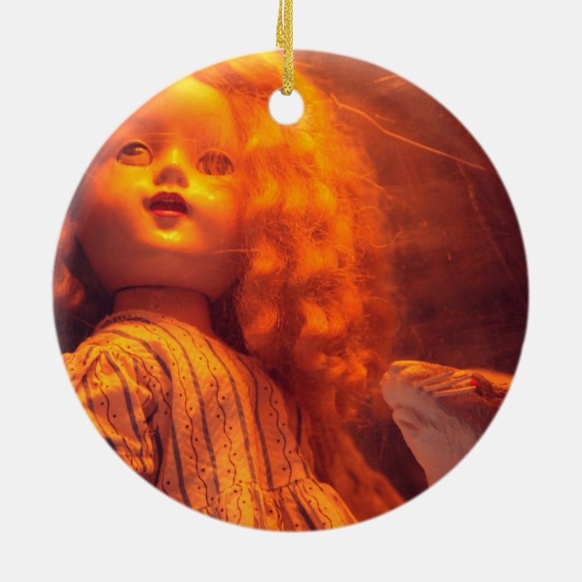 Scary Doll och Råtta Julgransprydnad Keramik (Baksidan)