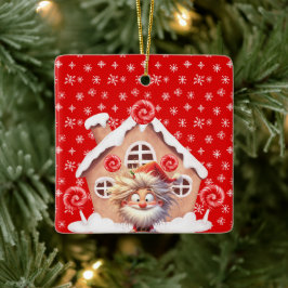 Scary Elf Candy Gingerbröd House Julgransprydnad Keramik