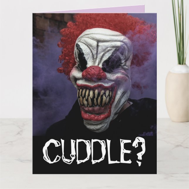 SCARY EVIL CLOWN BIRTHDAY FUNNY CUDDLE? Kort (Framsida)