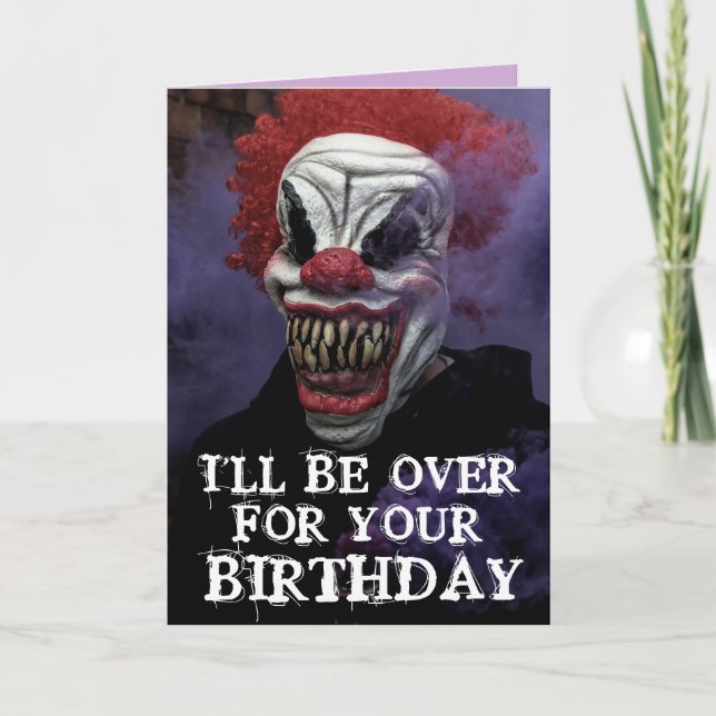SCARY EVIL CLOWN BIRTHDAY FUNNY Greeting Card Kort (Framsida)