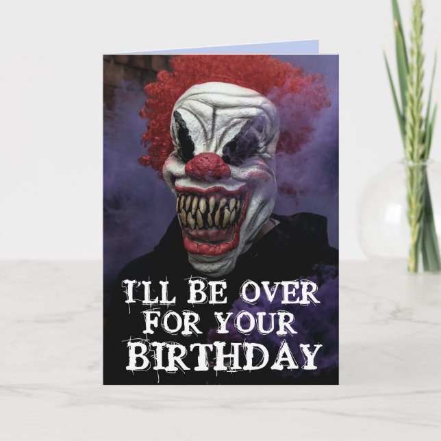 SCARY EVIL CLOWN BIRTHDAY FUNNY Greeting Card Kort (Framsida)