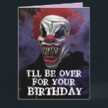 SCARY EVIL CLOWN BIRTHDAY SNUGGLE Greeting Card Kort<br><div class="desc">SCARY BIRTHDAY CLOWN OVERSIZED CARD. (OCKSÅ TILLGÄNGLIGT I MINDRE STORLEKAR) FUNNY MEDDELANDE INSIDE.</div>