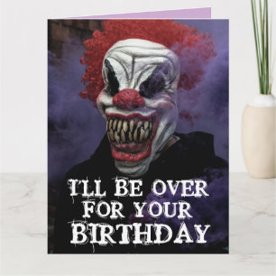 SCARY EVIL CLOWN BIRTHDAY SNUGGLE Greeting Card Kort