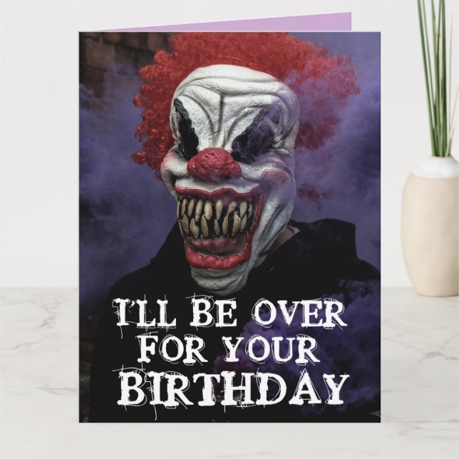 SCARY EVIL CLOWN BIRTHDAY SNUGGLE Greeting Card Kort (Framsida)