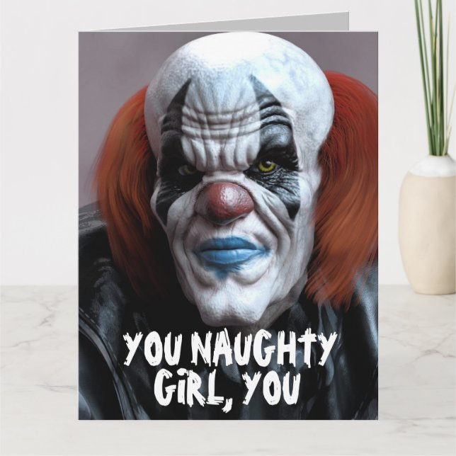 SCARY EVIL CLOWN FOR HER HUG FUNNY GREETY CARDS KORT (Framsida)