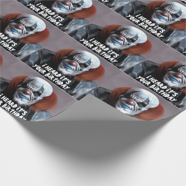 SCARY EVIL CLOWN FUNNY BIG BIRTHDAY PRESENTPAPPER (Hörn)